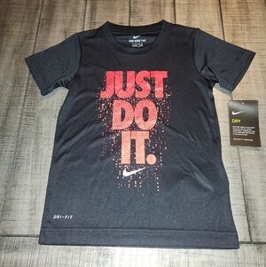 NWT Nike Black Short Sleeve Tee with Red "JUST DO IT." Graphic